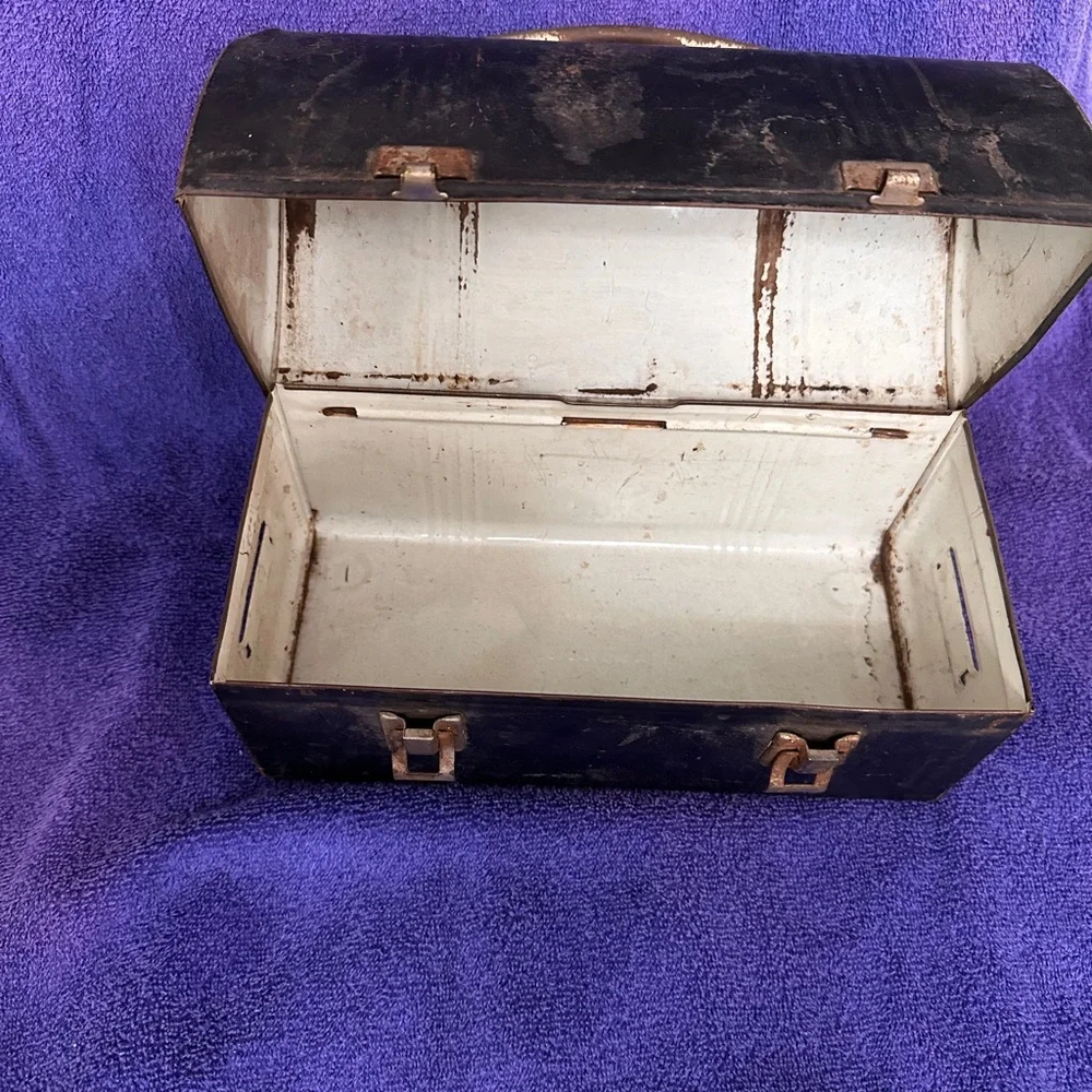 BLACK DOME METAL LUNCH BOX PAIL COAL MINERS STEEL VINTAGE